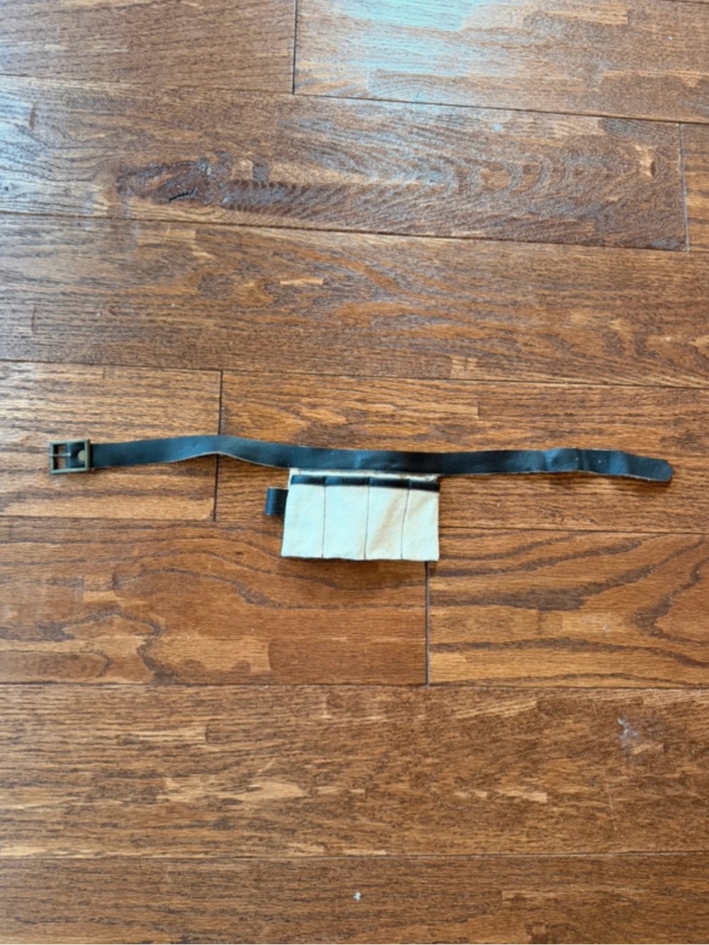Vintage Black Strap Belt with Tan Pouch